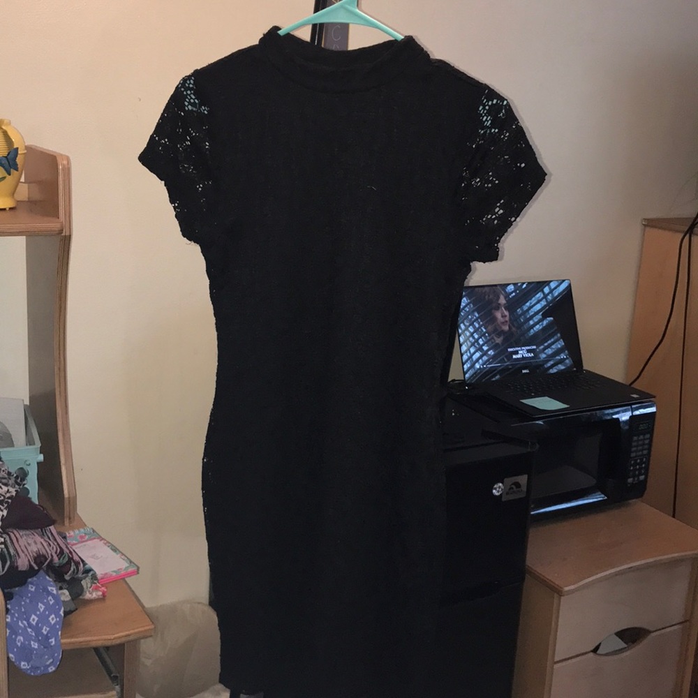 Black tight lace dress
